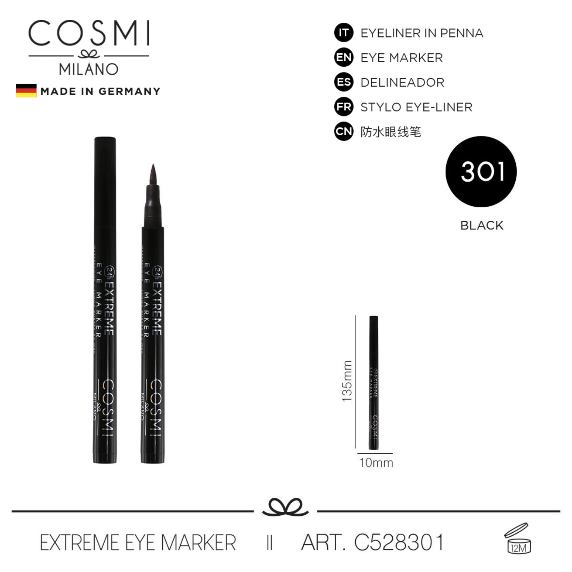 COSMI EXTREME EYE MARKER 301 BLACK WATERPROOFCosmi