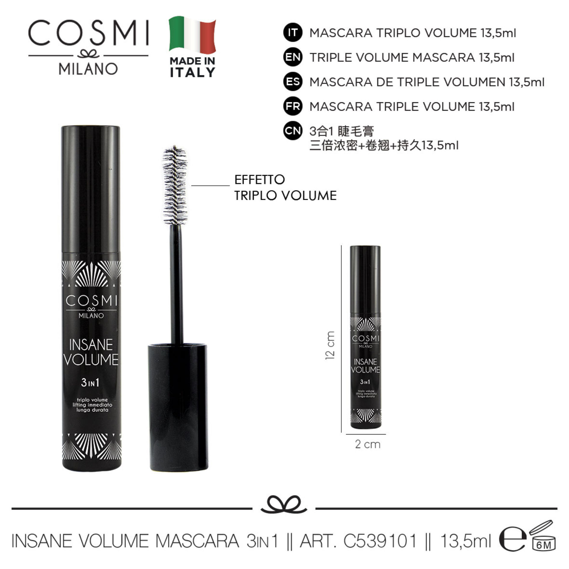 COSMI INSANE VOLUME MASCARA 3 IN 1Cosmi