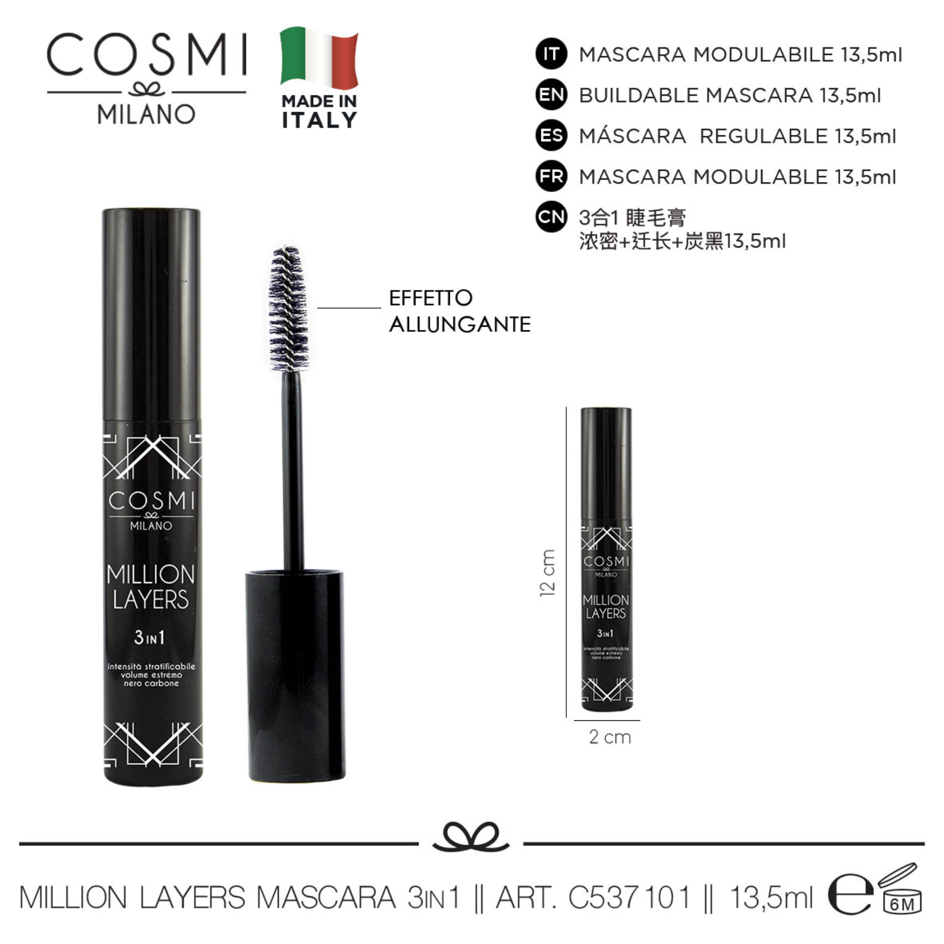 COSMI MILLION LAYERS  MASCARA 3 IN 1Cosmi