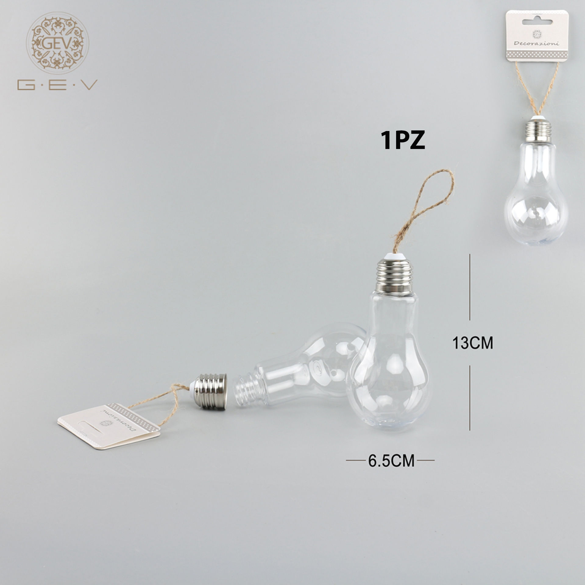 PENDENTE LAMPADINA IN PLASTICA 6.5X13CMGev