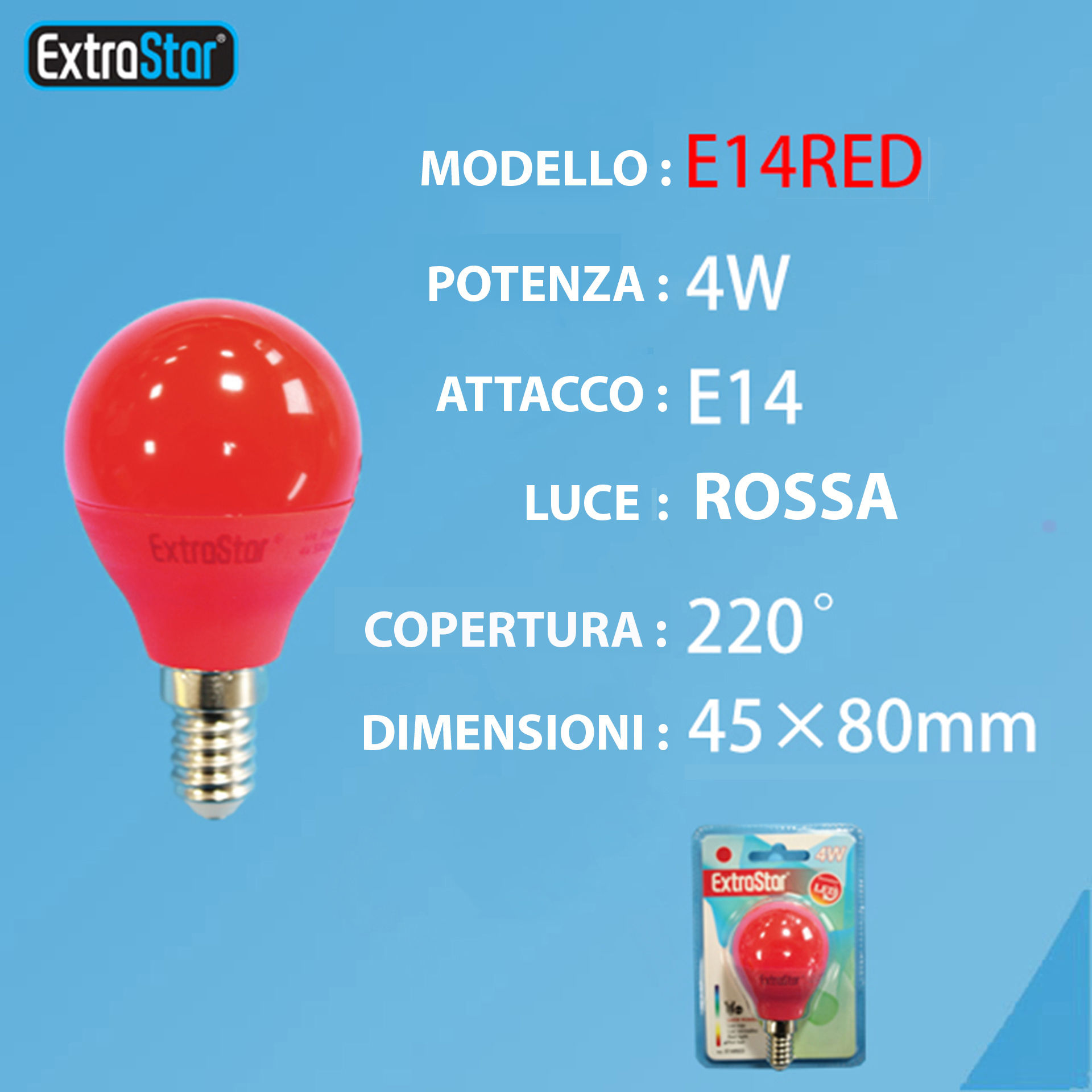 LAMPADINA LED E14 4W LUCE ROSSAExtrastar