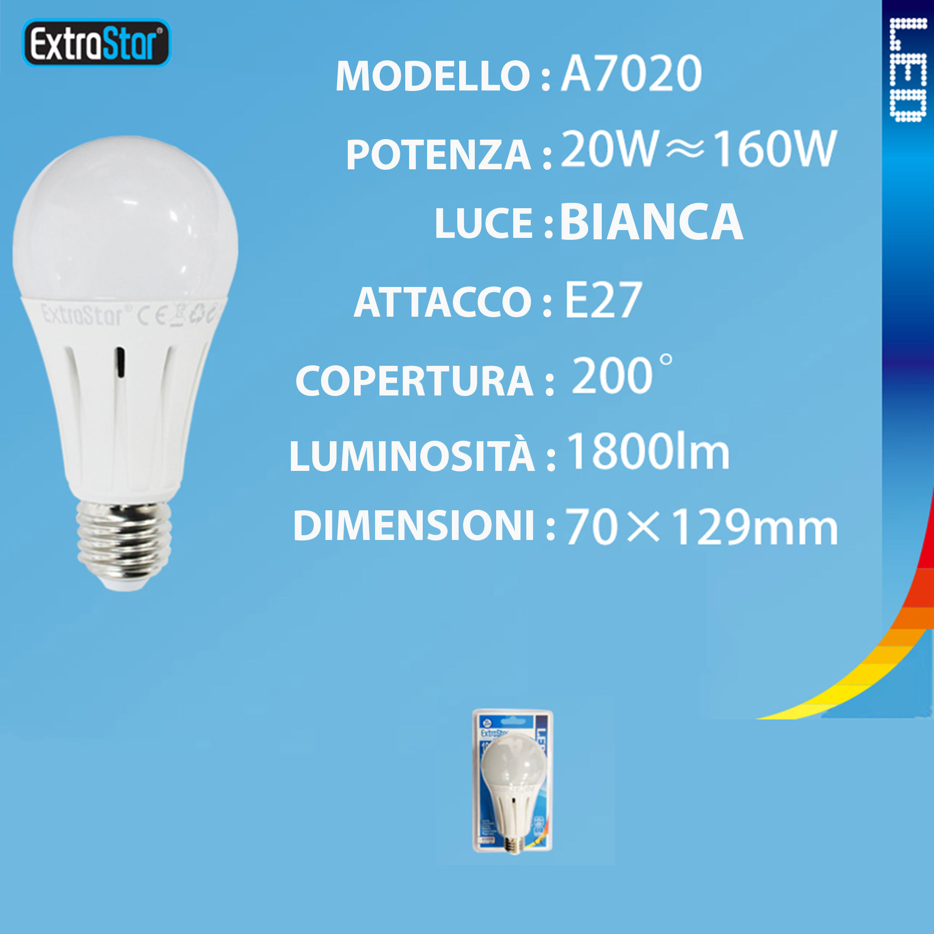 LAMPADINA LED E27 20W 1800LM 6500KExtrastar