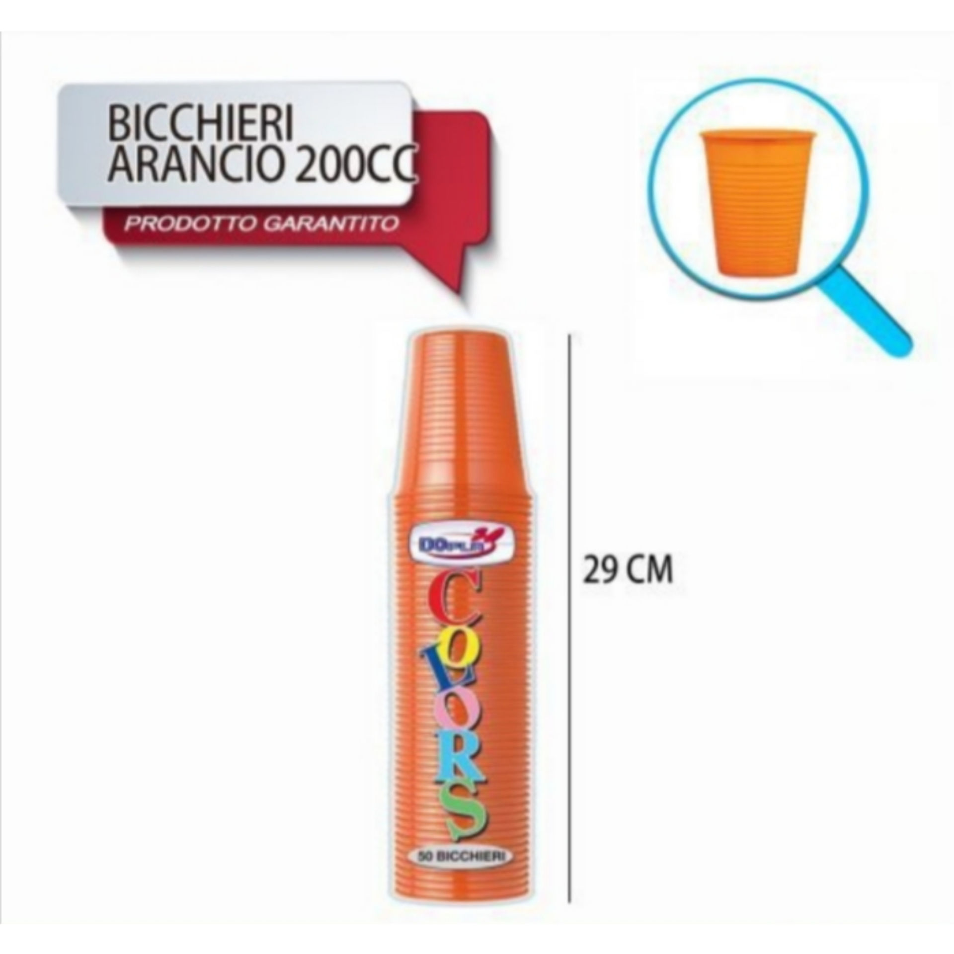 BICCH 200ML R 50PZ ARANCIO DODopla