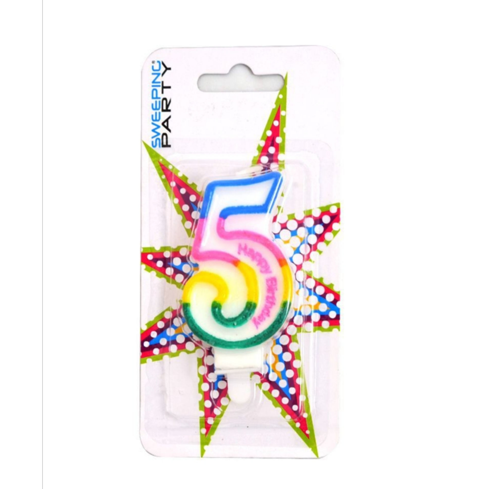 CANDELINA MULTICOLORE HAPPY BIRTHDAY N.5Sweeping Party