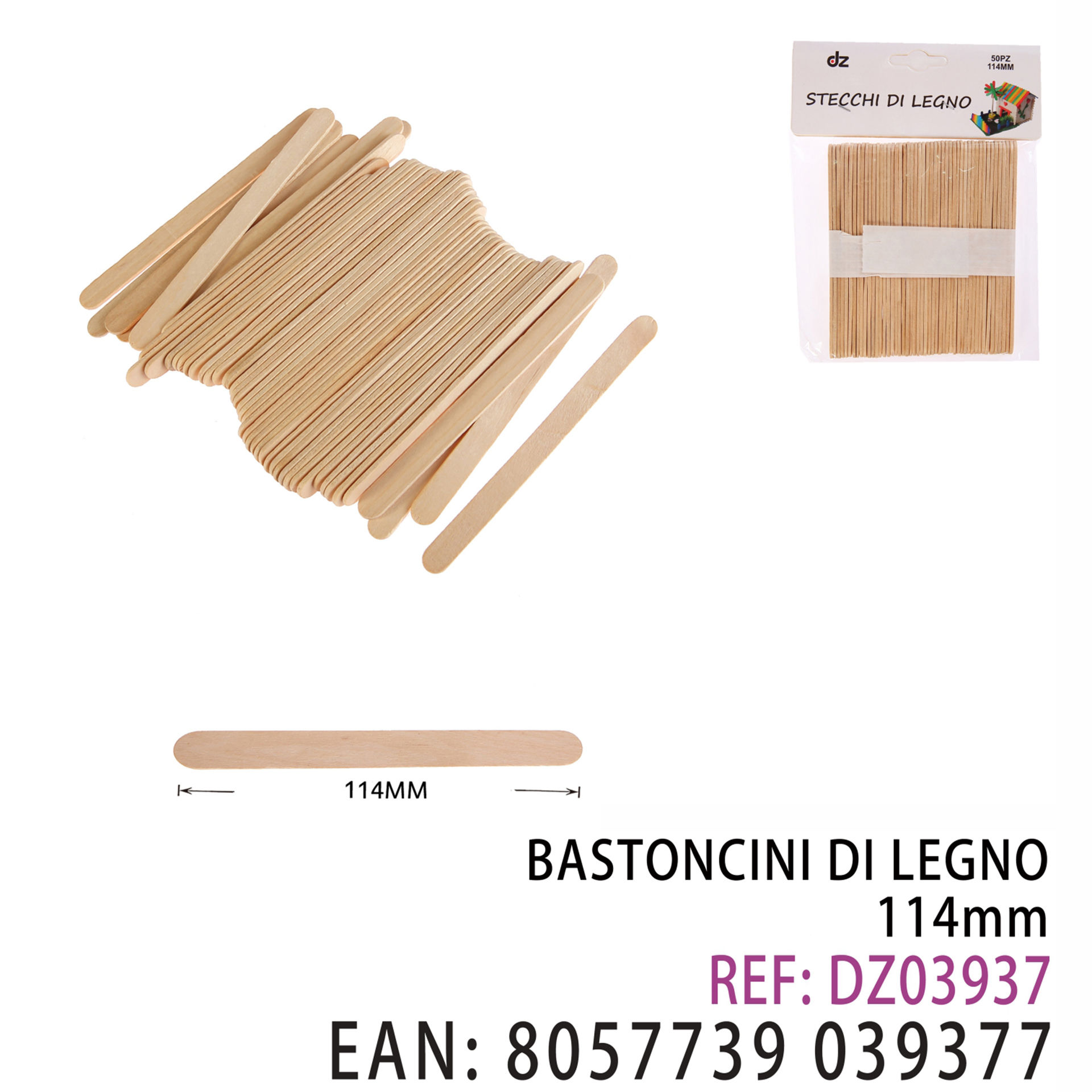 BASTONCINI DI LEGNO 1140MMDz