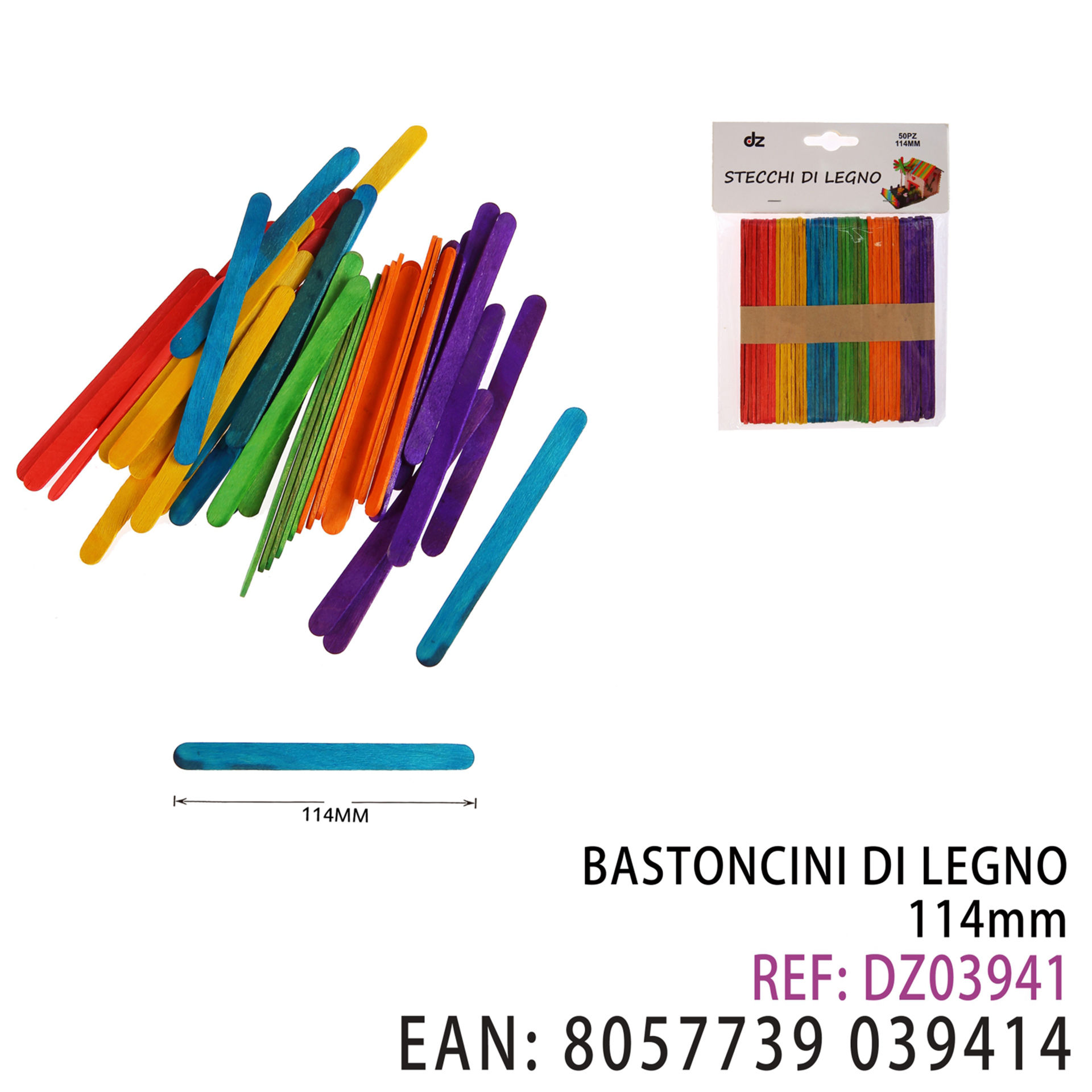 BASTONCINI DI LEGNO 114MMDz