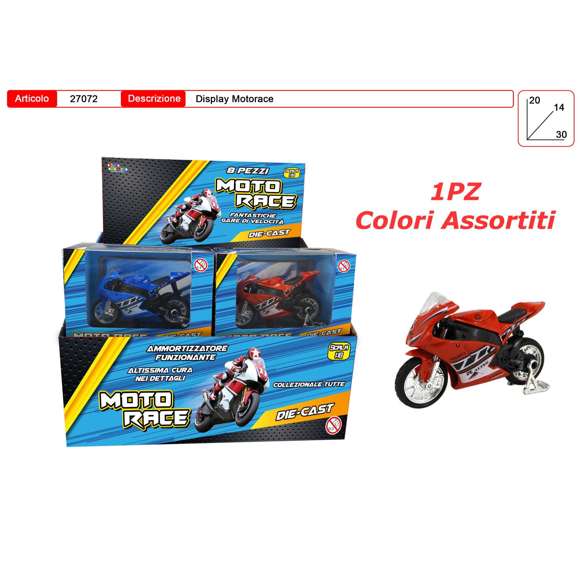 MOTO DIECAST CORSA DISPLAY 8PZToys Garden