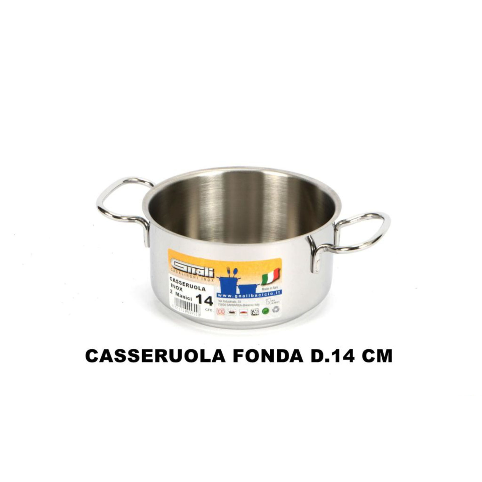 CASSERUOLA FONDA CM.14 2 MANICI INOX 18/C MOD. REAGnali