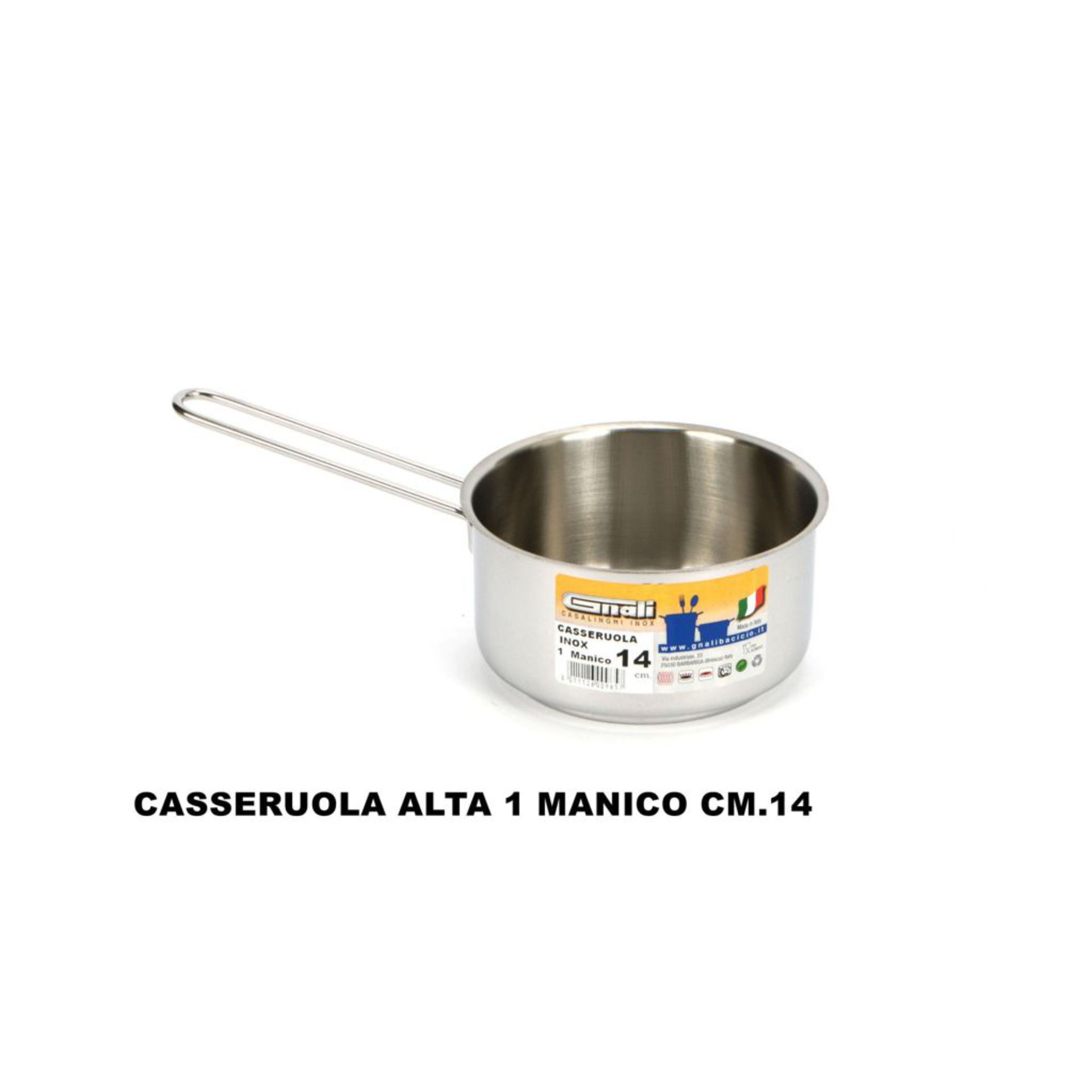CASSERUOLA FONDA CM.14 1 MANICO INOX 18/C MOD REALGnali