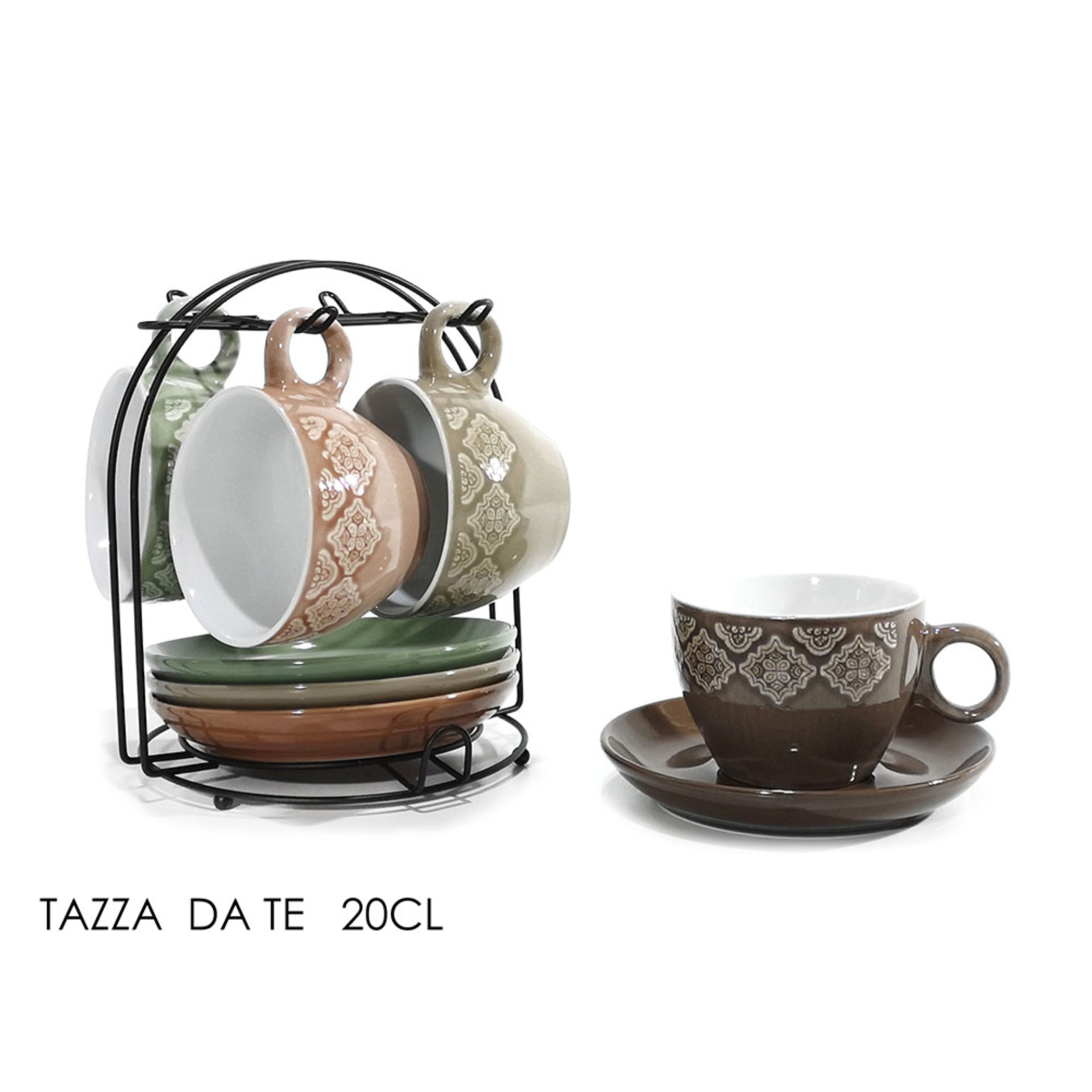 SET 4 TAZZE TE  20CL C/STAND ASS