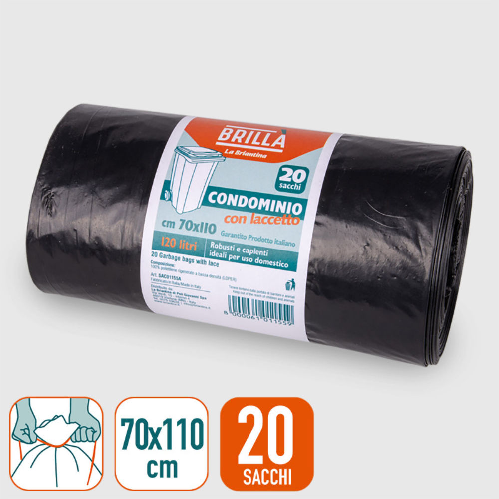 SACCHI EXTRA ROBUSTI - NERI 120L - 20PZBriantina