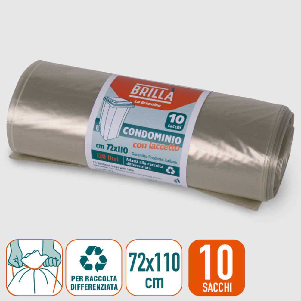 SACCHI DIFFERENZIATA TRASPARENTI 120L - 10PZBriantina
