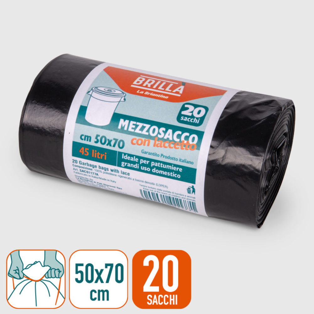 SACCHI SPAZZATURA - NERI 45L - 20PZBriantina