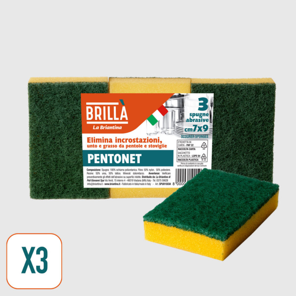 SPUGNE ABRASIVE 6,5x10CM - 3PZBriantina