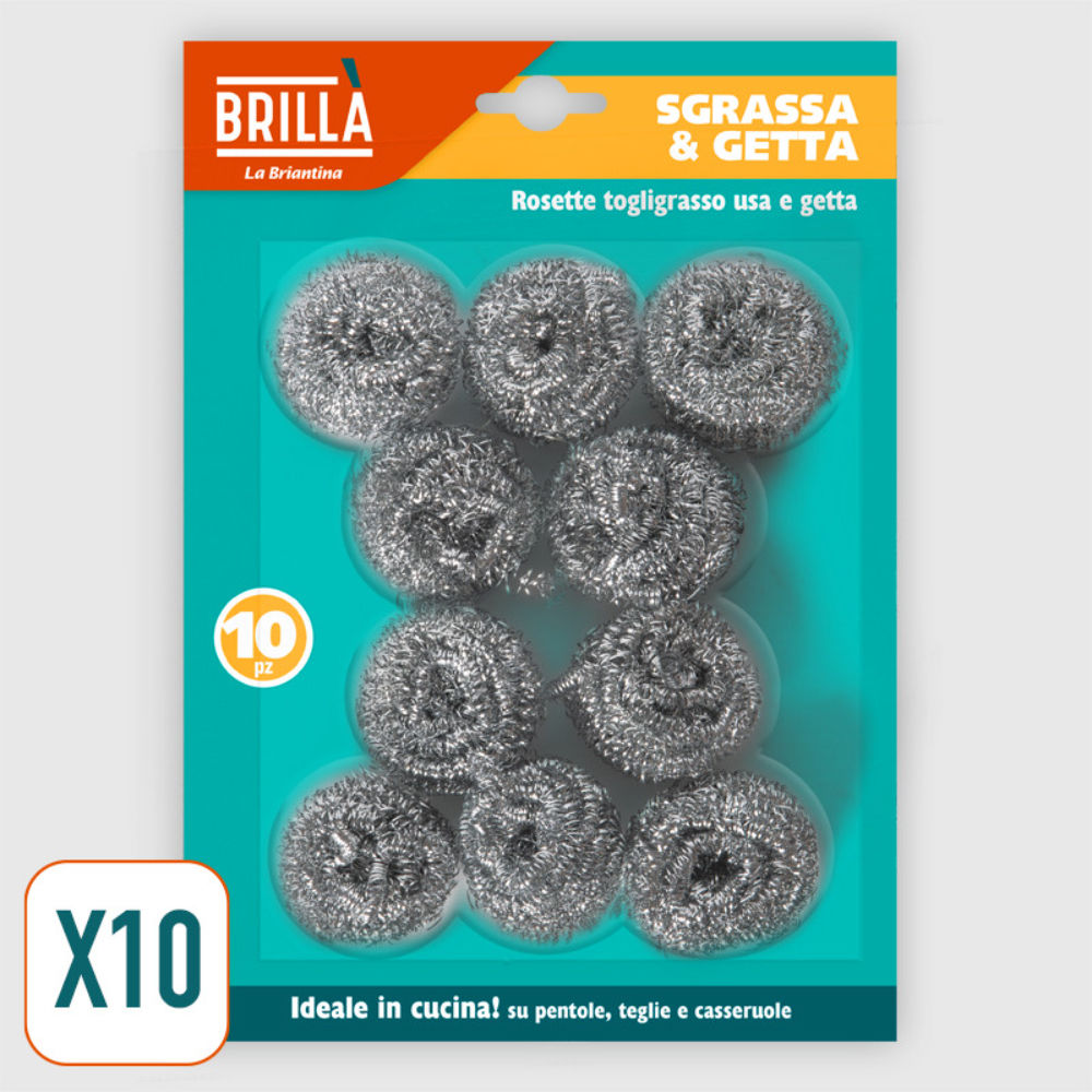 SPUGNETTE ACCIAIO INOX - MONOUSO - 10PZBriantina