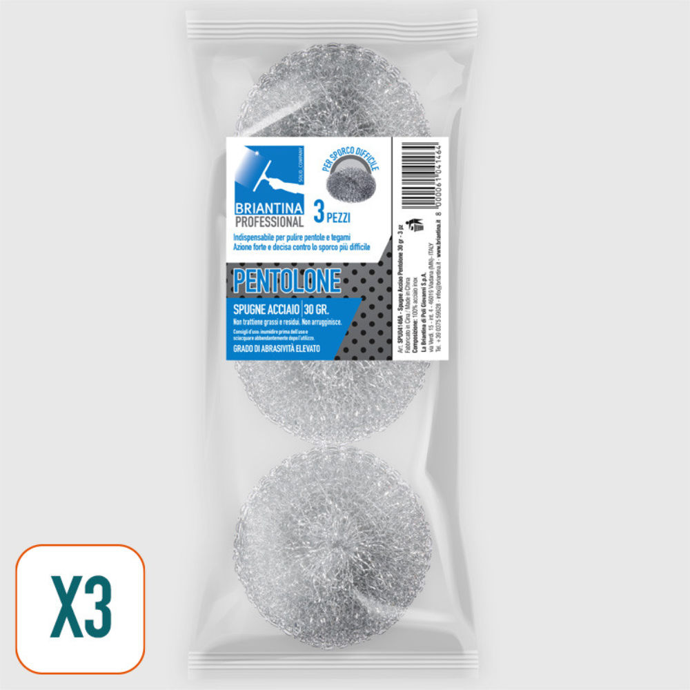 SPUGNE IN ACCIAIO INOX 30G - 3PZBriantina