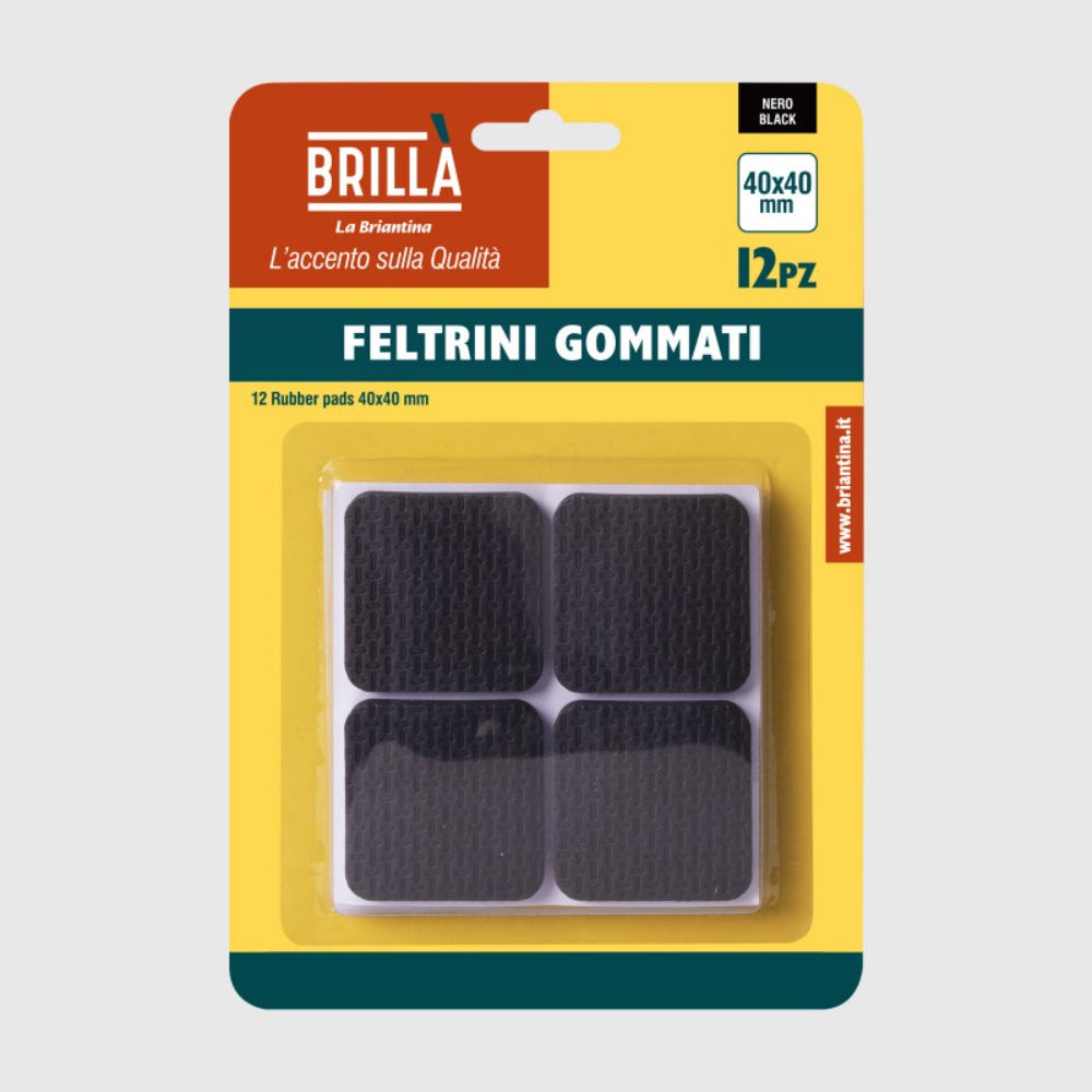FELTRINI QUADRATI - GOMMATI 4x4CM - 12PZBriantina