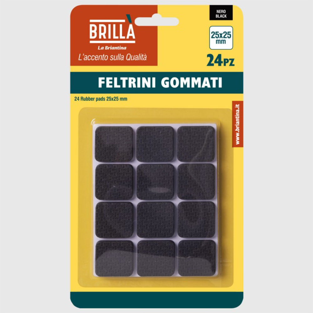 FELTRINI QUADRI - GOMMATI 25x25MM - 24PZBriantina