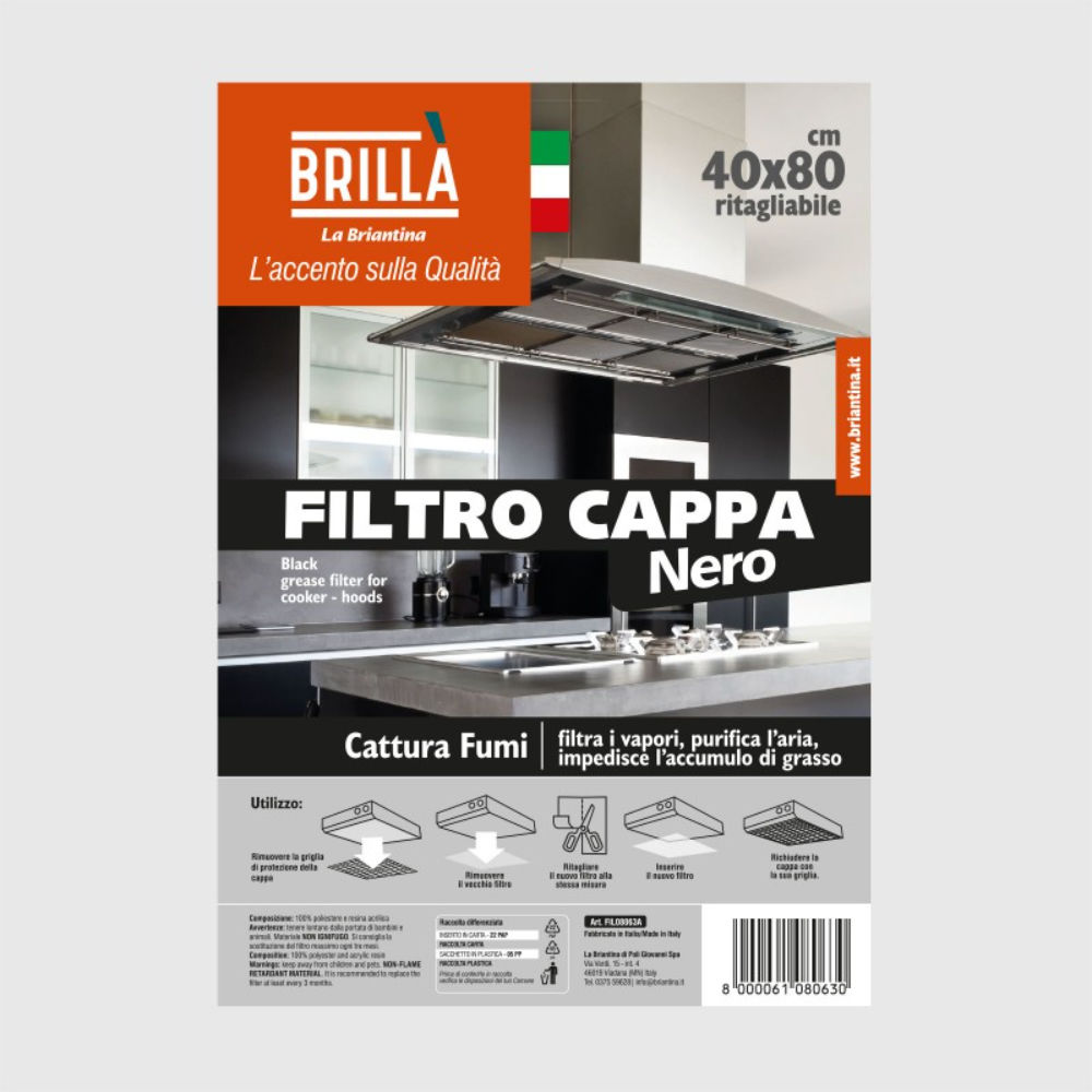 Filtro Cappa Nero - 40x80cmBriantina