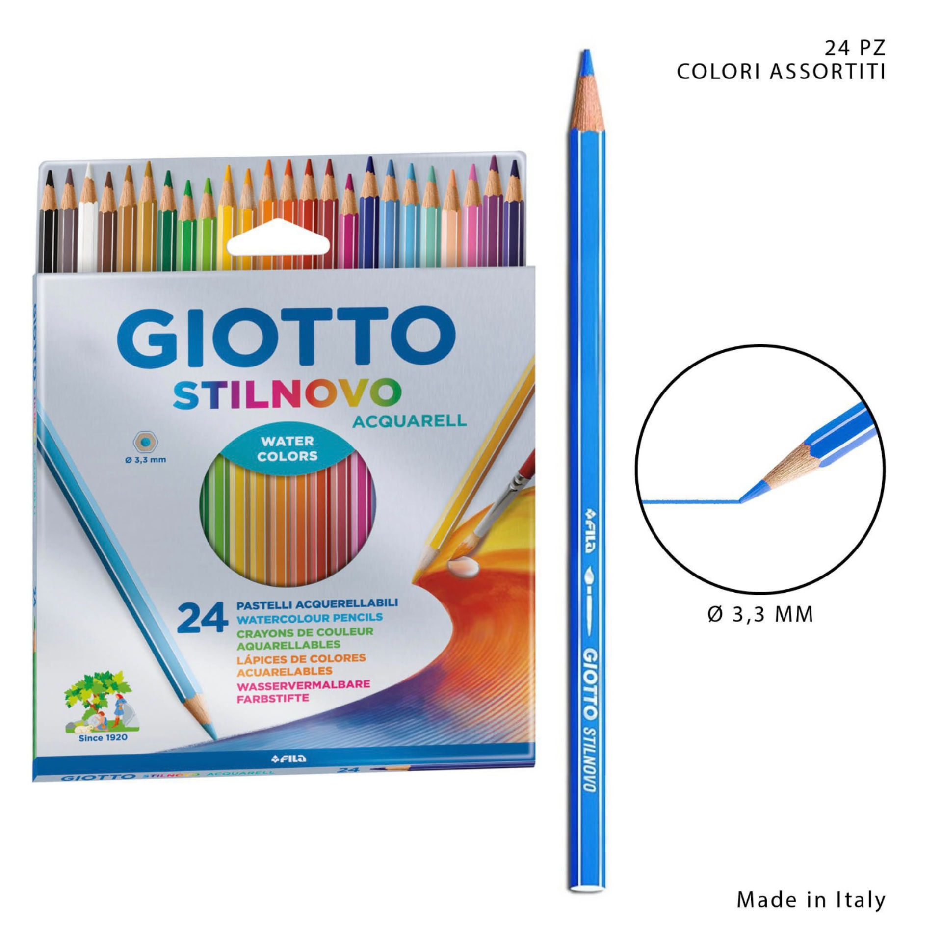 PASTELLO GIOTTO STILNOVO ACQUAR. 24 COL. APP. 2558Giotto