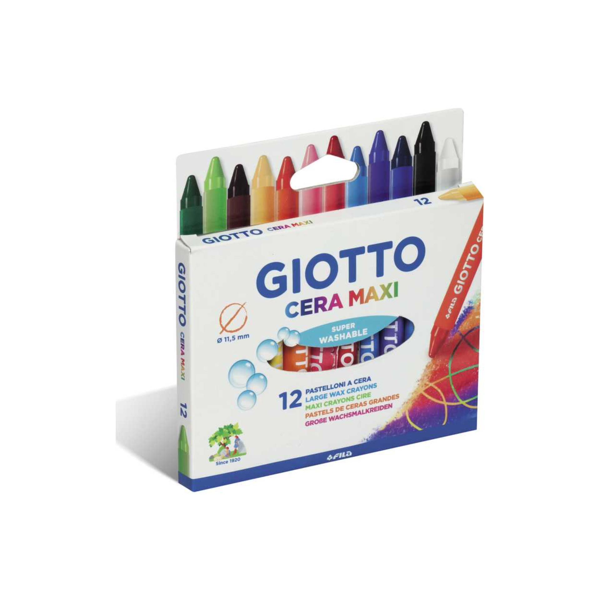 PASTELLO CERA GIOTTO SCATOLA 12 COLORI MAXI  2912Giotto