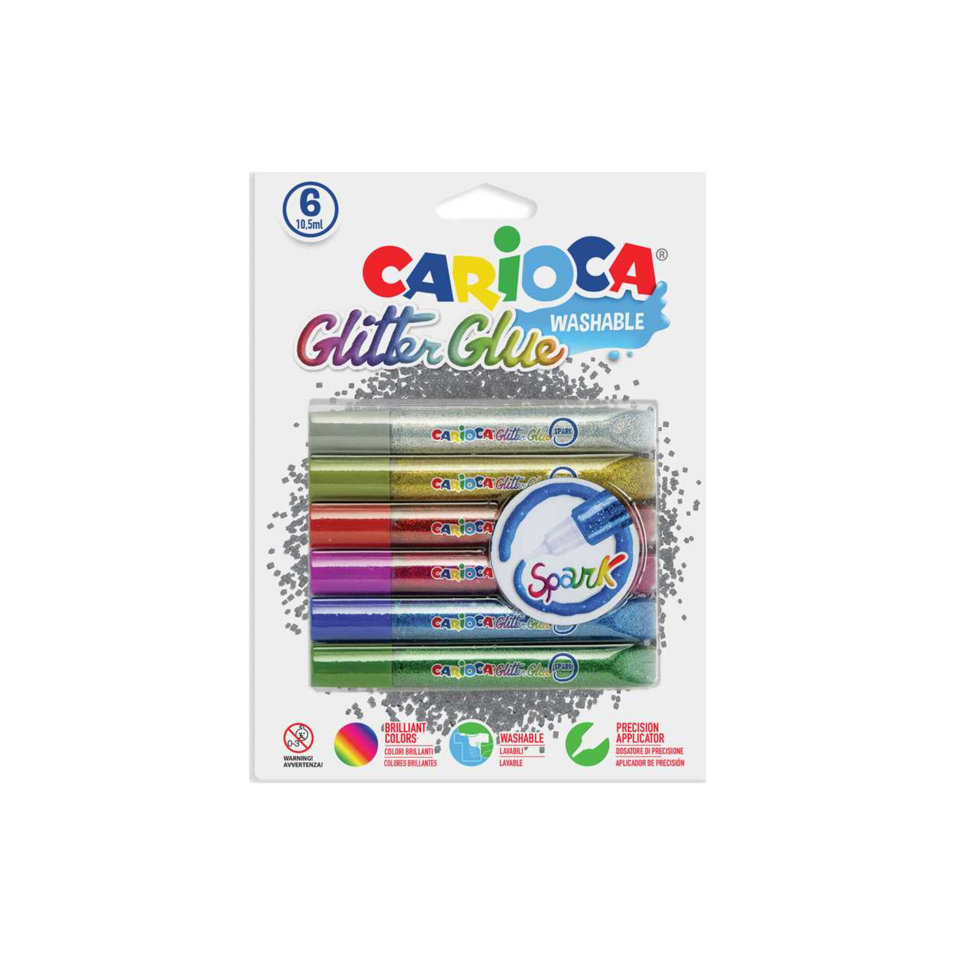 COLLA GLITTER CARIOCA   6 PZ. FLUO COL. 42111Carioca