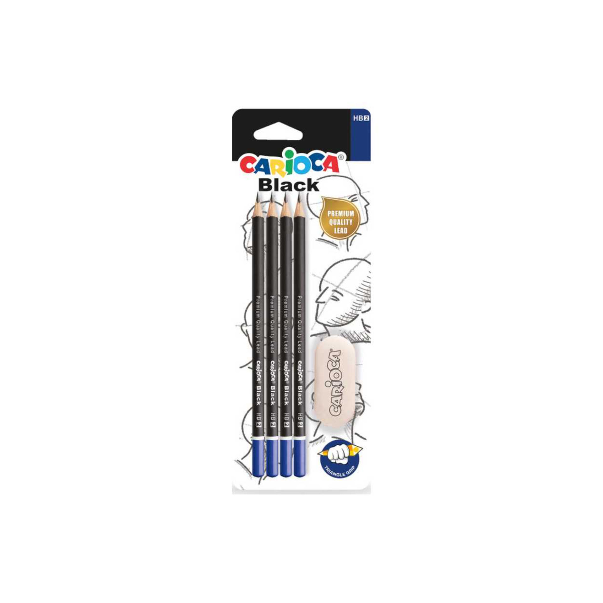 MATITA CARIOCA BLACK HB  4 PZ+GOMMA   42513Carioca