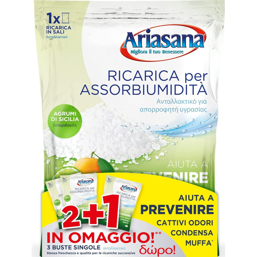ARIASANA RICARICA SALI ASSORBIUMIDITÀ AGRUMI 3X 450GAriasana