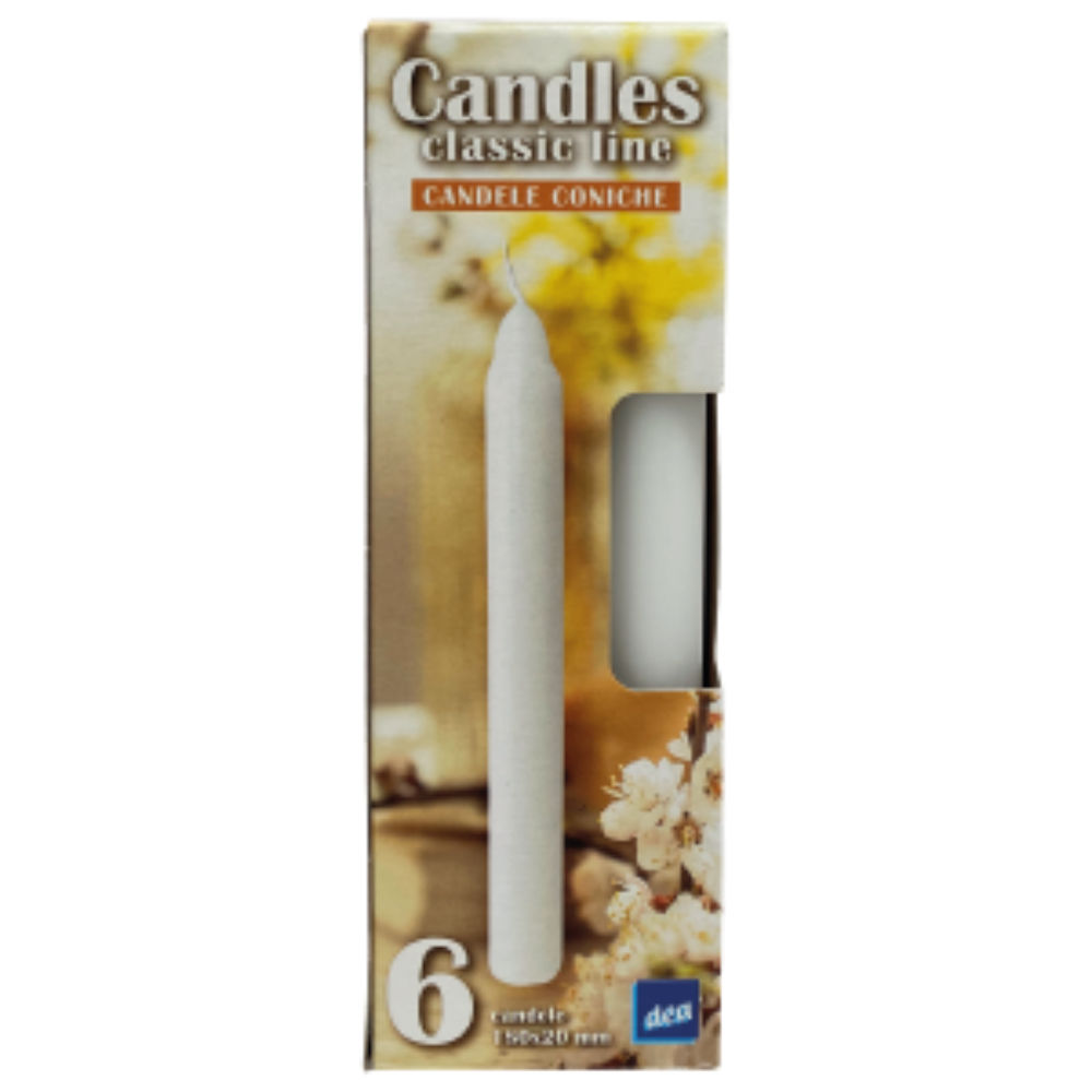 DEA CANDELE CLASSICHE BIANCHE - 6PZDea