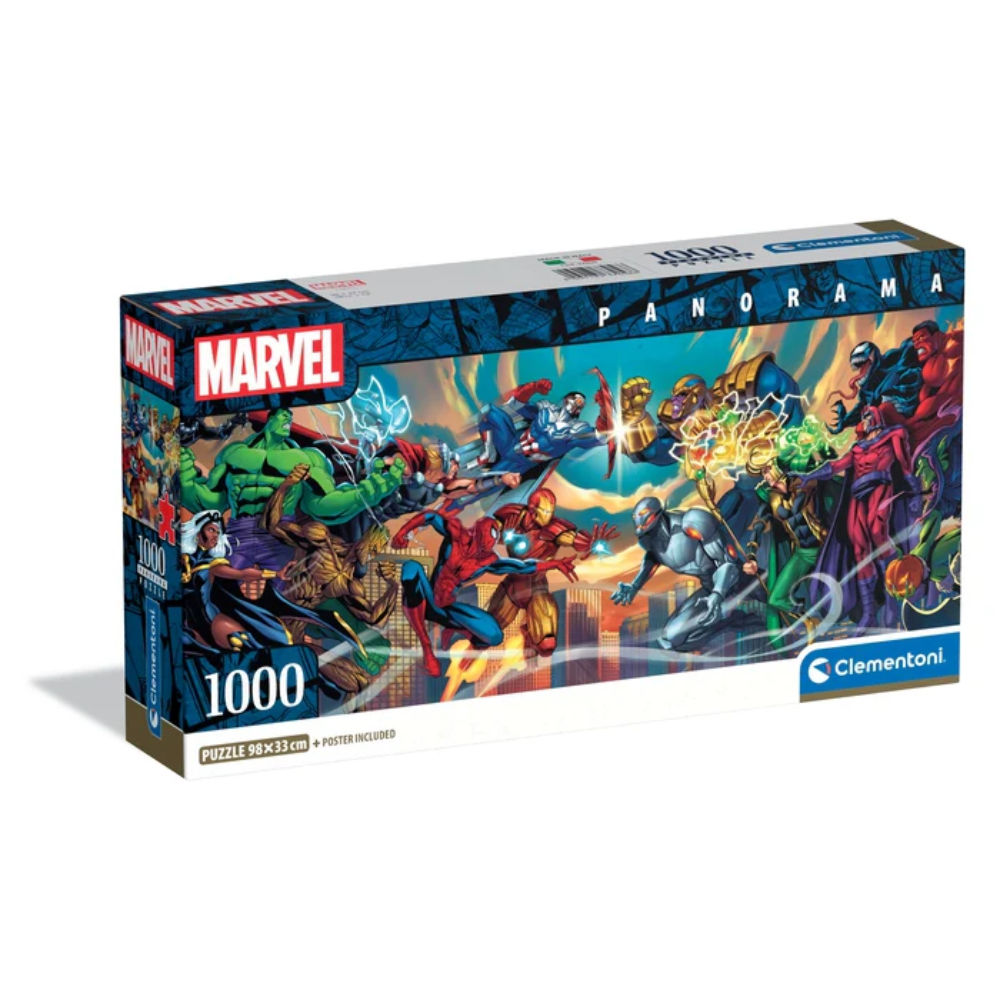 PUZZLE 1000PZ PANORAMA MARVEL HEROES VS VILLAINClementoni