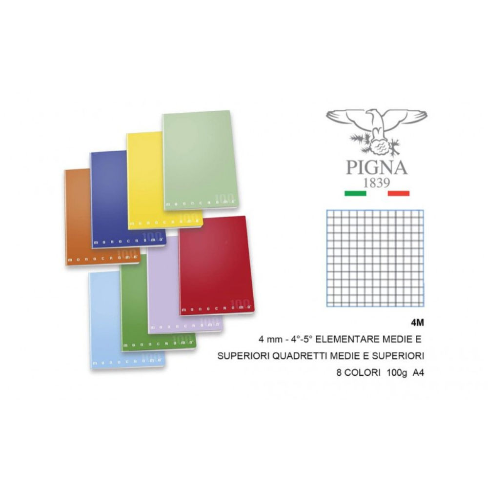 QUADERNO  MAXI MONOCROMO 38FF/SH 100 GR A4 4MPigna