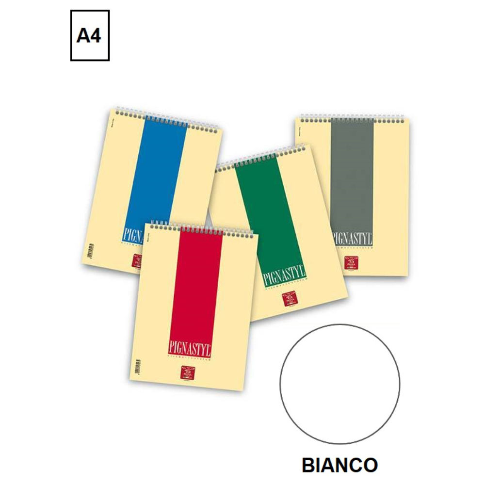 PIGNASTYLE BLOCCO SPIRALATO A4 - BIANCOPigna