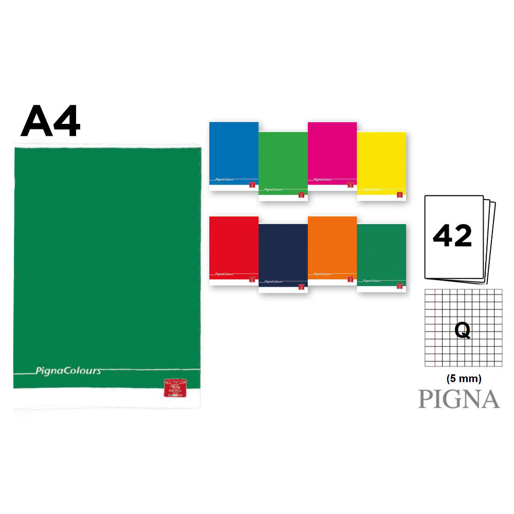 QUADERNO A4 PIGNA COLOURS  80g/m²- QUADRETTI QPigna