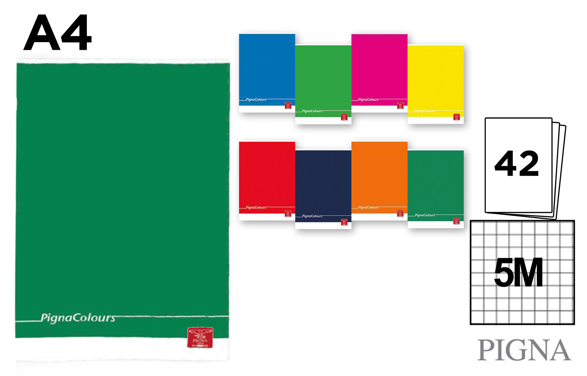 QUADERNO MAXI PIGNA COLOURS 42FF/SH 5MPigna