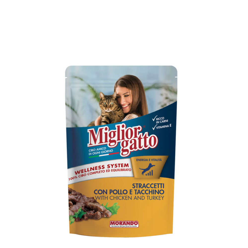 Migliorgatto - Straccetti con Pollo e Tacchino - 100gMorando