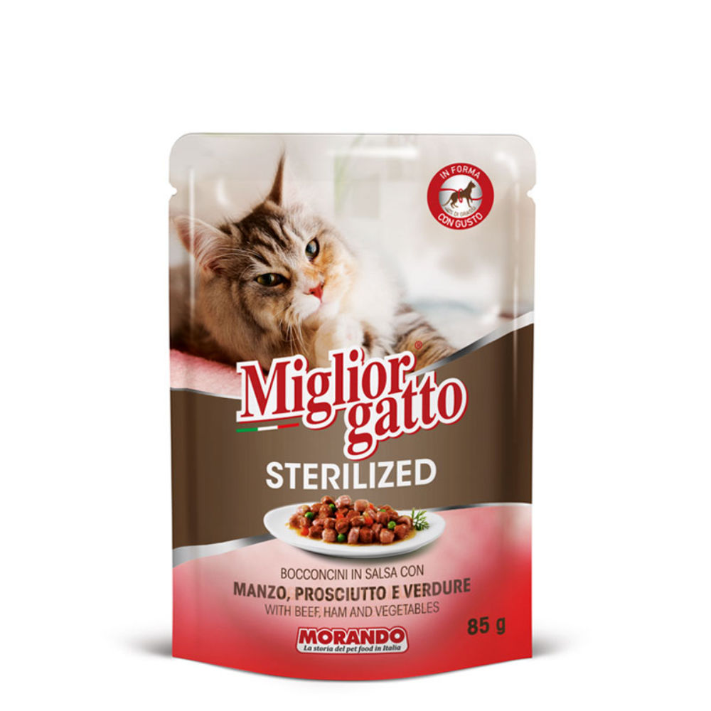 Migliorgatto Sterilized - Manzo Prosciutto e Verdure - 85gMorando