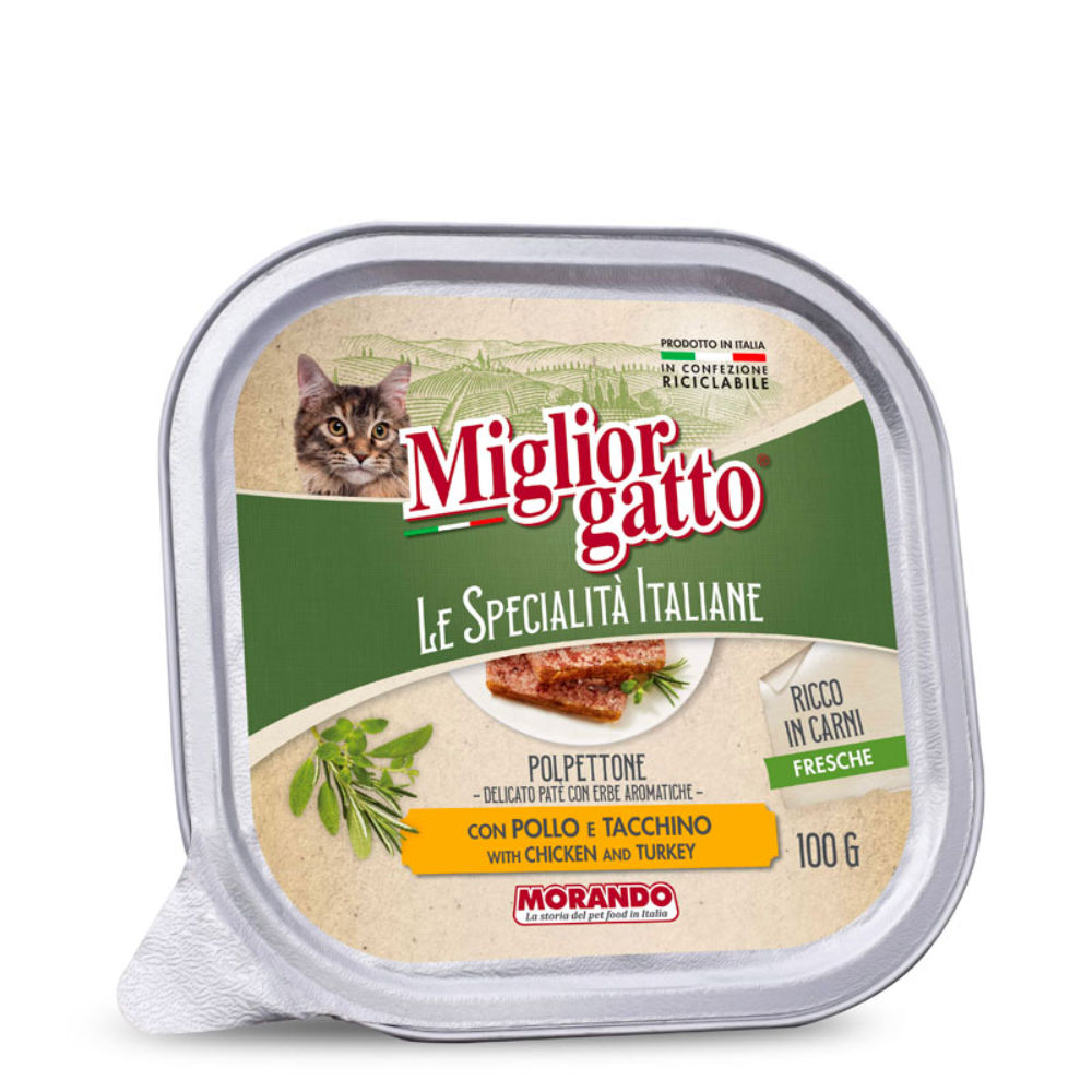 Migliorgatto - Polpettone Patè con Pollo e Tacchino - 100gMorando