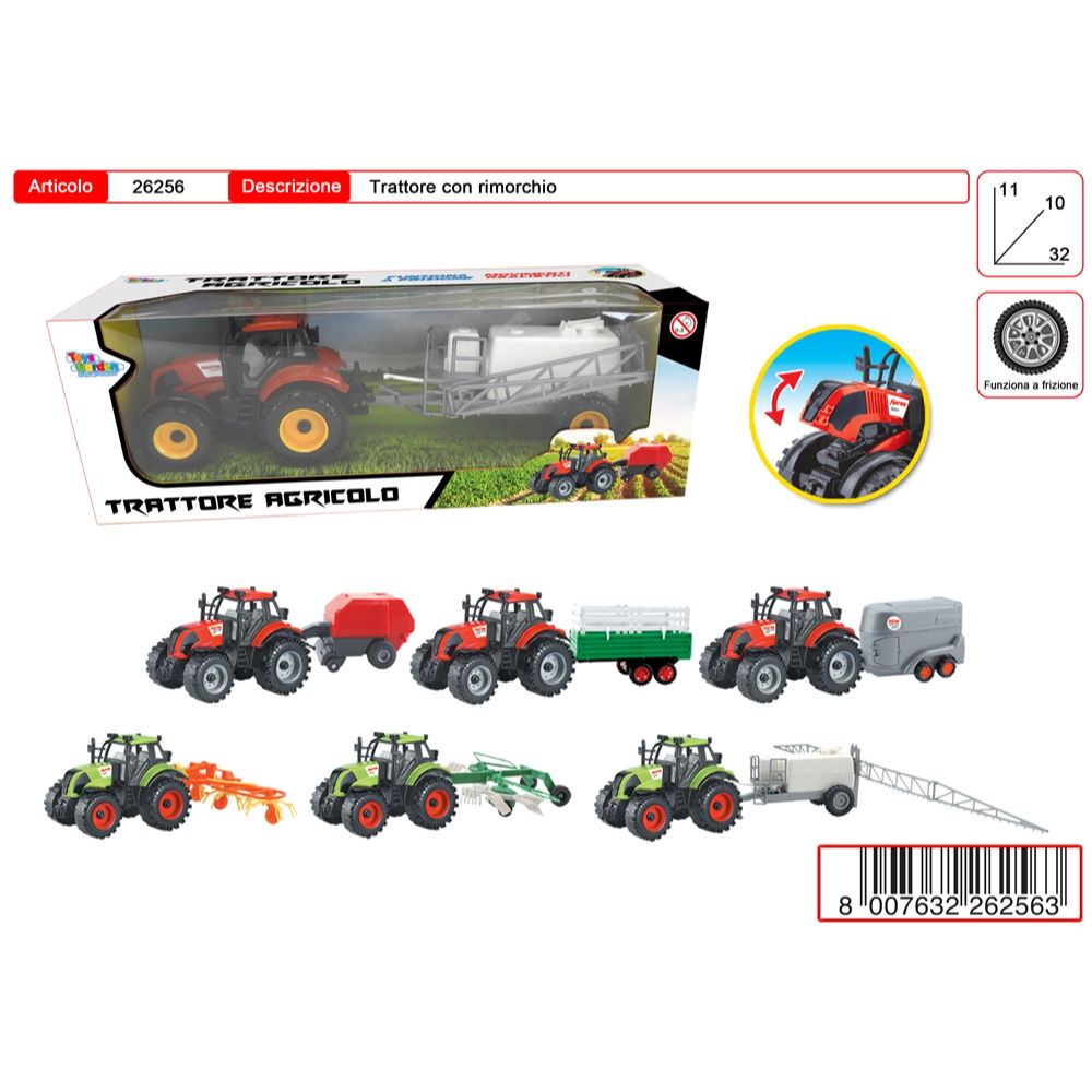 MEZZI AGRICOLI TRATTORE CON RIMORCHIOToys Garden