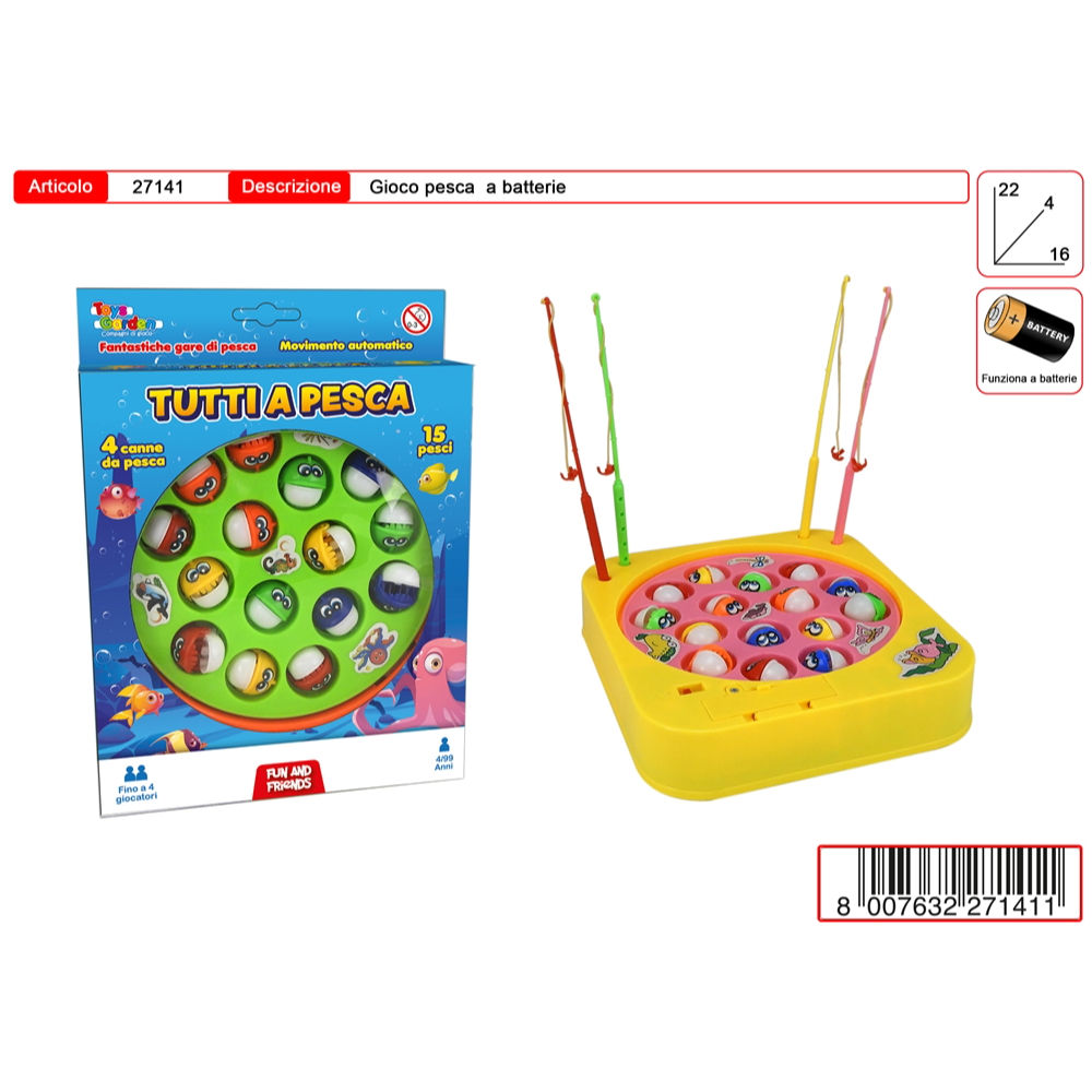 TUTTI A PESCA SET 4 CANNE + 15 PESCIToys Garden