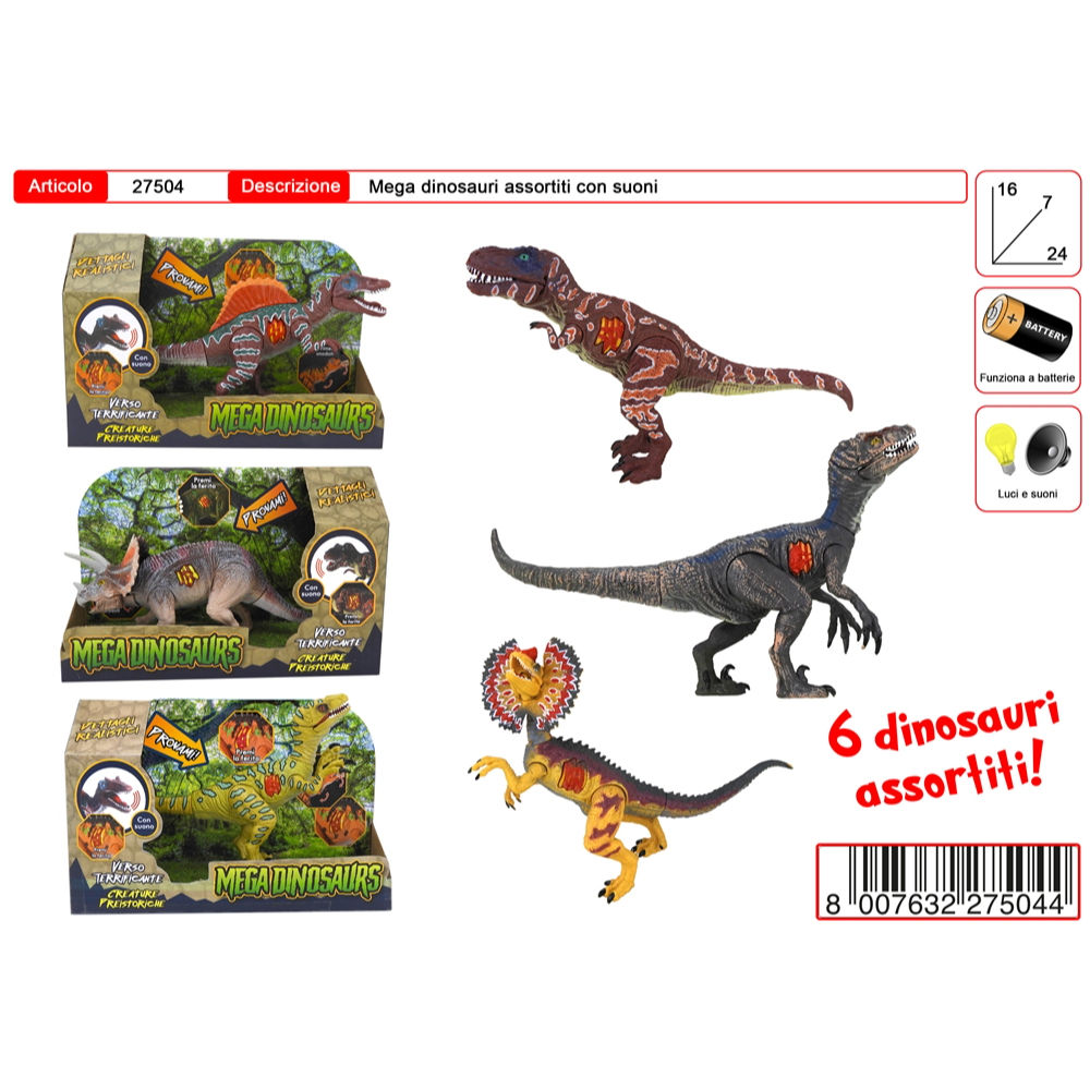 MEGA DINOSAURS CON SUONI ASSORTITIToys Garden