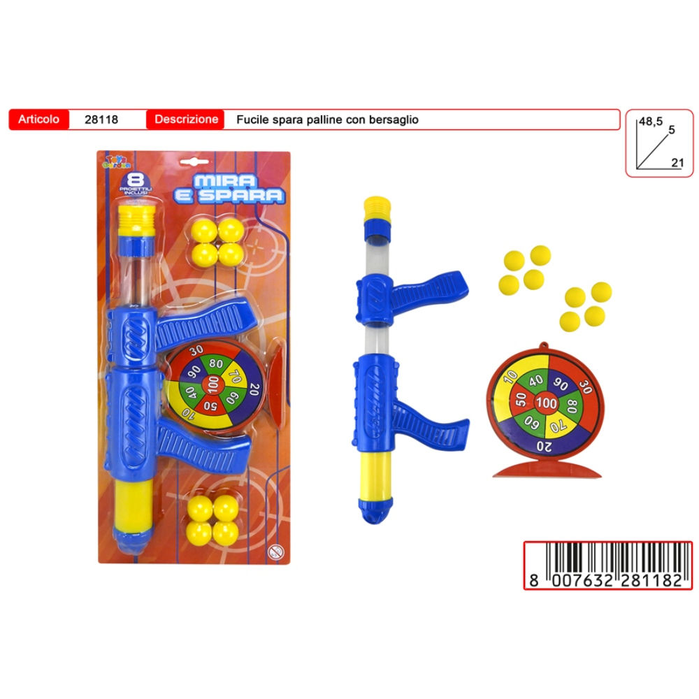 CANNONE PUMP FUCILE SPARA PALLINE + BERSAGLIOToys Garden