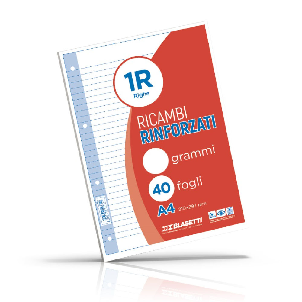 RICAMBI RINFORZATO A4 100g/m²- RIGHE 1R - 40PZBlasetti