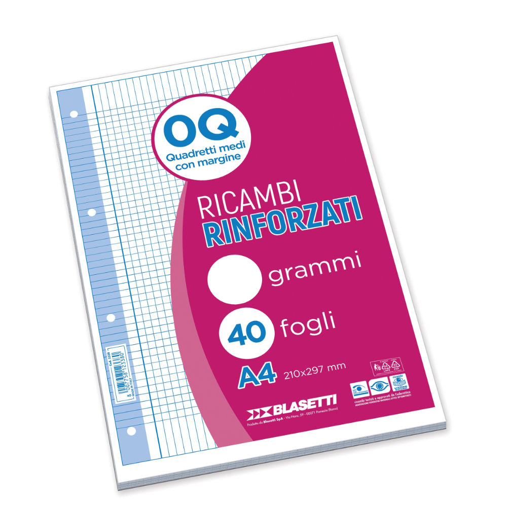 RICAMBI RINFORZATO A4 100g/m²- QUADRETTI Q - 40PZBlasetti