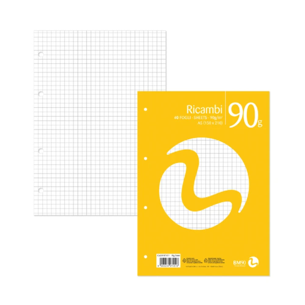 BM RICAMBI A5 90g/m²- QUADRETTI 5MM 40PZBm Be More