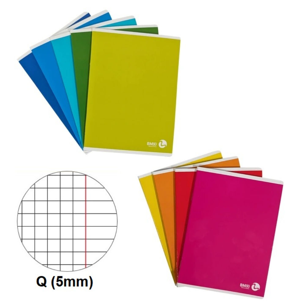 BM QUADERNO A5 COLOR BASIC 80g/m²- QUADRETTI QBm Be More