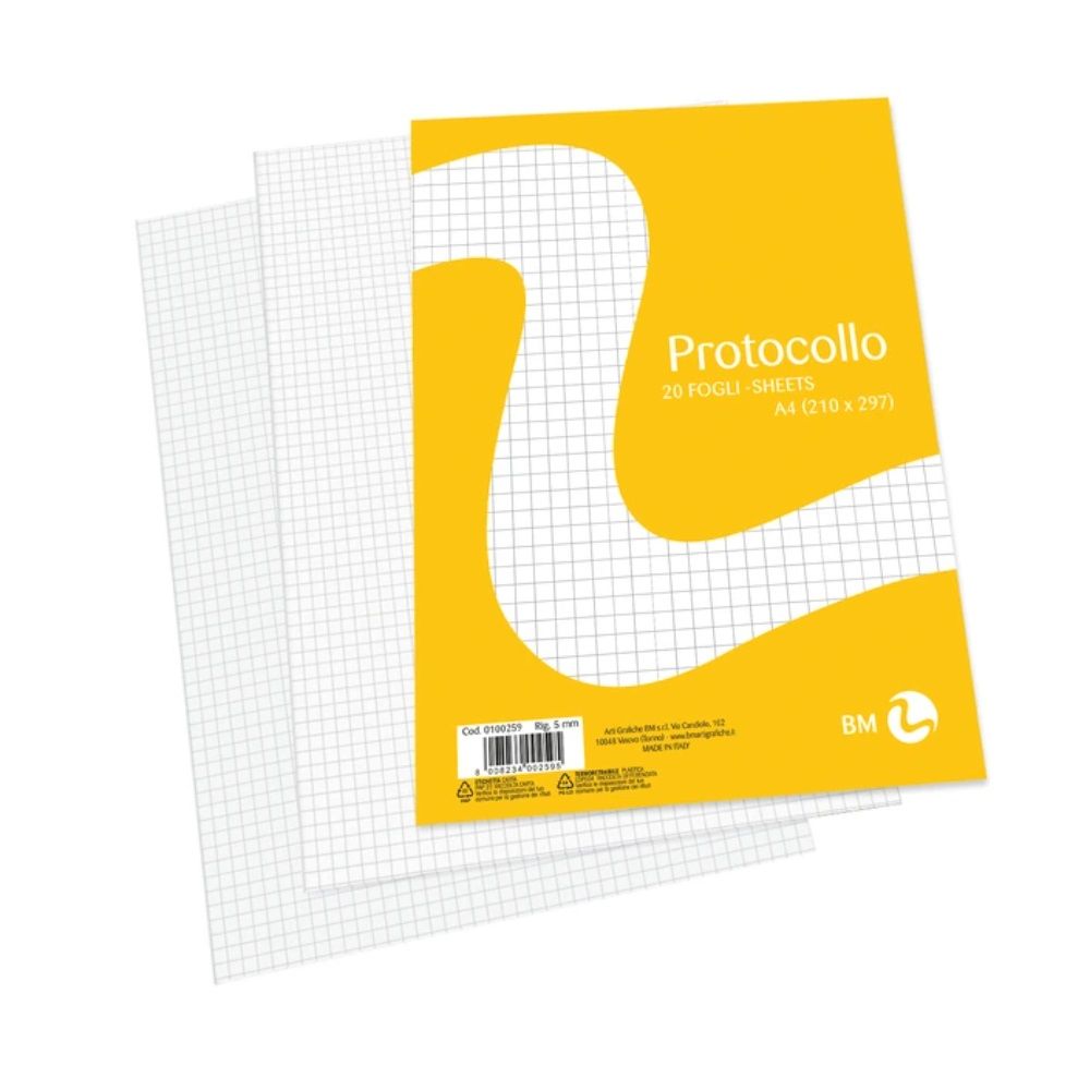 BM FOGLI PROTOCOLLO 80 g/m² QUADRETTI 5MM 20 FOGLIBm Be More