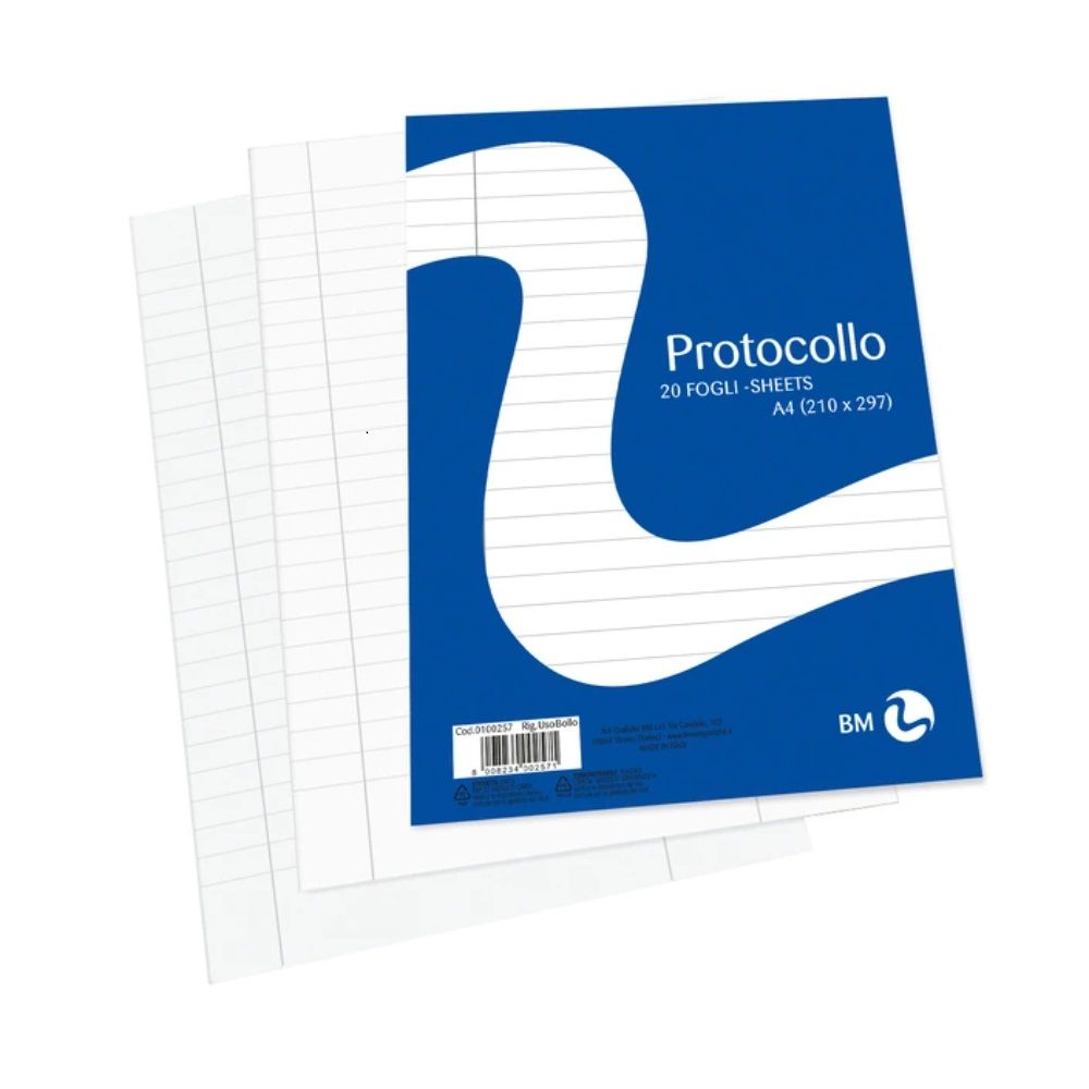 BM FOGLI PROTOCOLLO 80 g/m² RIGHE CON MARGINI 20 FOGLIBm Be More
