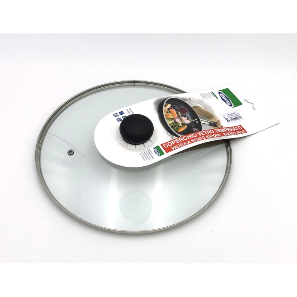 COPERCHIO VETRO TEMPERATO CM30BORDO INOX E SFIATOGnali