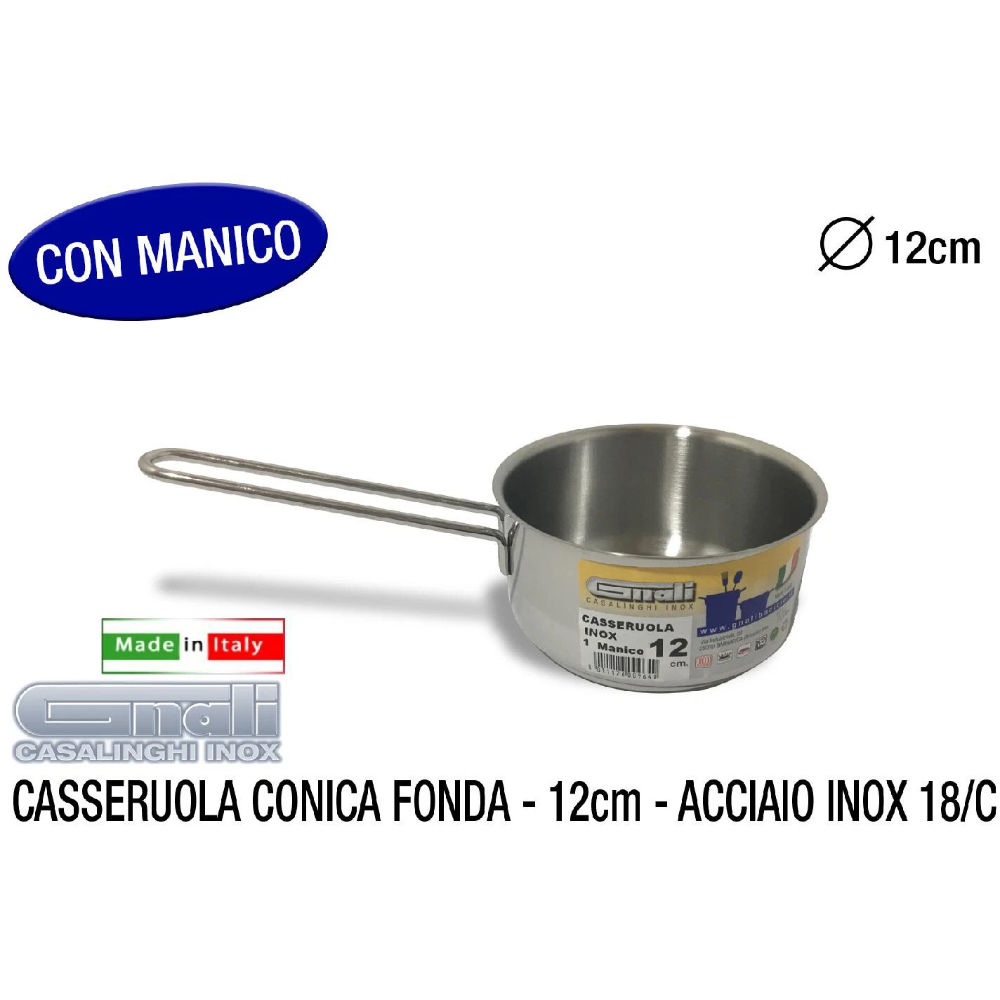 CASSERUOLA FONDA CM,12 1 MANICO INOX 18/C MOD, REAGnali