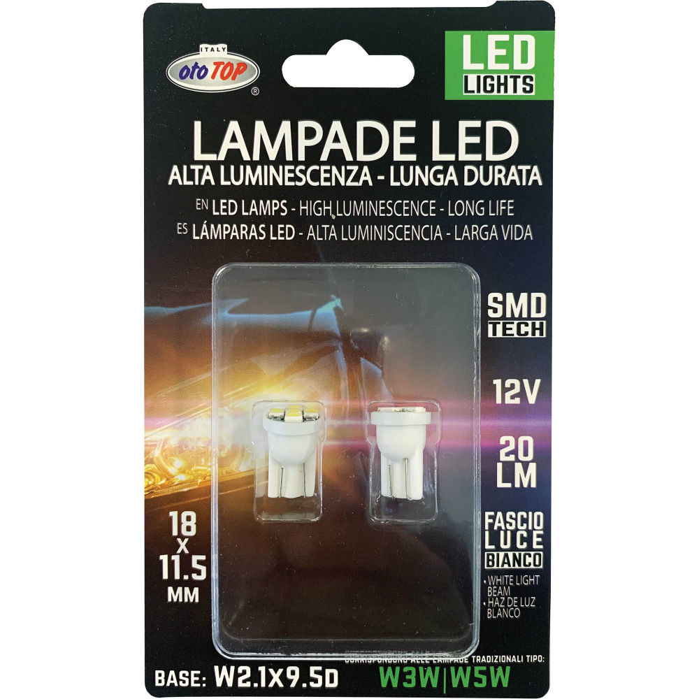 Lampadina LED 12V W2.1X9.5D - Bianco 2pzOto Top